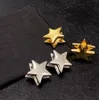 New Gold silver Star Ear studs diamonds women's 18K Gold Plated Earring Luxury Jewelry E6988