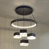 Kronleuchter Schwarz Esstisch LED Moderne Minimalistische Quadratische Hängelampen Nordic Designer Innendekor Kronleuchter 4 Lichter