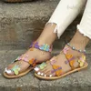 Sandaler 2023 Spring New Large Women's Shoes Flat Bottom Open Toe Colorful Tassel Ethnic Breattable Sandals T230609