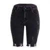 Kvinnors shorts denim kvinnor mager hög midja knä längd grå jeans kvinna sommar 2023 kvinnlig streetwear vintage korta jean byxor