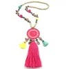 Collane con ciondolo Boho Nappa di cotone Acchiappasogni Gioielli con catena di perline Per ciondoli romantici Collana collier da donna