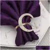 Napkin Rings 6 / Pcs Diamond Inlaid English Letter Ring El Restaurant Towel Buckle Ornaments Of 230201 Drop Delivery Home Garden Kit Dhars