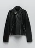 Women's Jackets Spring Autumn Faux Leather Jacket Moto Biker PU Soft Lapel Coat With Belt Black Vintage Sheepskin Female Outwear