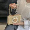 Sacs de soirée été tissé sac femmes fleur boîte épaule mode bandoulière plage sacs à main pour 2023 Designer luxe