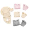 Babuyu Solid Spring Suit Classe A Pur Coton Ins Bébé Pull Ensemble de Pyjama pour Enfants