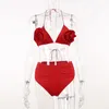ملابس السباحة النسائية صيف زهرة ثلاثية الأبعاد مثيرة فتاة سترايس الساحلية