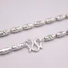 Chaînes Collier en argent sterling 925 véritable 3 mm avec perles ovales taillées en diamant 17,7"