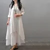 Temel gündelik elbiseler yaz kadın boho vintage kaftan gevşek çingene maxi elbise sahte iki parçalı edebi düzensiz büyük salıncak elbise 230608