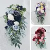 Fleurs de mariage bouquet de mariée Rose artificielle Boda fête de mariée verdure en forme de coeur accessoires bordeaux en cascade