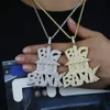 Naszyjniki wiszące lodowe Bling ciężka gruby cZ litera duży bank Naszyjnik sześcien cyrkonu symbol urok Men Hip Hop Jewelry 230608