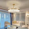 Chandeliers Modern Round Gold Crystal Chandelier Light Luxury Living Room Lamp Designer Retro Bedroom Study Restaurant Indoor Fixtures