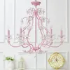 Lustres 8 têtes lustre en métal rose éclairage de mariage led candélabre salon enfant cristal lumières restaurant chambre lampe