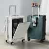 Koffer Multifunktionaler Business-Gepäckkoffer Wiederaufladbarer Koffer mit Frontdeckel Passwortbox Wasserbecherhalter Maleta De Viaje