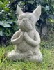 Dekorativa föremål Figurer Yoga Pose Meditation Dog Harts Staty Ornament Waterproof Prayer Zen French Bulldog Sculpture Garden Decoration Figur 230608