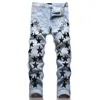 Jeans skinny de grife masculino calça de moletom esticada de moda de verão calça skinny de luxo casual padrão de estrelas calças rasgadas oversized amirs fashion streetwear