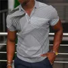 Męska letnia koszula polo z krótkim rękawem oddychająca swobodna siatka modna i minimalistyczna koszulka z T-shirtem Lapel T-shirt