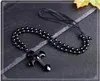 Pendant Necklaces Natural Frosted Obsidian Cross Manual Rope Women Men Necklace Fashion Jewelry For Gift Dropship