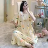 Women's Sleepwear Spring And Summer Milk Silk Pajama Dress Female Lace Sweet Short Sleeve Loose Thin Fat Enlarged Long Home Clothes