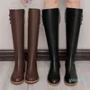 Boots Autumn Winter Fashion Sell Women Knight Genuine Leather Suede Round Nose Long Buttons Zipper Handmade Ms Shoes