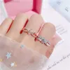 Mode européenne marque de luxe bijoux 925 argent papillon plein diamant arc anneau pour les femmes mariage anniversaire cadeau
