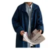 Men's Jackets Denim Long Trench Coat Street Style Loose Blue Windbreaker 230608