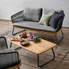 Kampmeubilair Outdoor Teak Touw Geweven Sofa Balkon Binnenplaats Terras High-end Villa