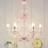 Lustres 8 têtes lustre en métal rose éclairage de mariage led candélabre salon enfant cristal lumières restaurant chambre lampe