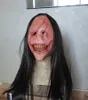 Партийные маски Terror Long Hair Demon Mask Red Face Expeed Teeth Latex Halloween Cosplay Props 230608