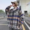 Vestes pour femmes Harajuku manteau pour hommes femmes 2023 automne Hong Kong Style rétro Plaid Baseball veste lâche étudiant épais laine Techwear