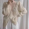 Women's Knits Pearl Inlay Cardigan Mohair Sweater Coat Women's Autumn And Winter Soft Glutinous Lazy Wind Hollow Loose Top