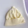 Boinas 2023Outono e Inverno Coreano Bonito Gorro Infantil Chapéu De Tricô Diamante Twist Bebê Cor Sólida Chupeta De Lã Ondulada