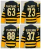 커스텀 남성 여성 청소년 보스턴 브루 인스 제이즈 88 David Pastrnak 63 Brad Marchand 73 Charlie McAvoy Hockey Jerseys Black Yellow Stitched