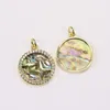 Charms Apdgg 5st Natural Pupa Abalone Shell Micro Pave Cz Cubic Zirconia Coin Stars Pendant For Necklace Jewelry Making DIY