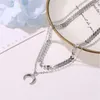 Chains Moon Necklace Fashion Personality Double Layer Sexy Fish Bone Chain