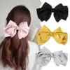 Silky Satin Hair Barrettes Clip for Women Stor Bow Hair Slide Metal Clips French Barrette Soft Plain Color Big Bowknot Hairpin Holding Hair 90's Accessories