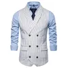 Men's Suits Blazers Mens Waistcoat Stripe Plaid Formal Suit Vest Men Fashion Casual Double Breasted Sleeveless Gilet Male Business Dress 230609