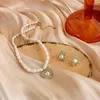 Łańcuchy francuski romantyczny fold love heart perel naszyjnik kobiety vintage łańcuch obojczyka moda barokowa biżuteria