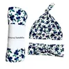 Baby Scarf Newborn Swaddling Cloth Fetal Cap and Headband Three Piece Anti Shock Printed Elastic Wrap