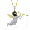 Pendentif Colliers Conception Arc Forme Collier Deux Tons Couleur Glacé Cubique Zircon Déesse De L'amour Charme Hommes Hip Hop Bijoux 230608