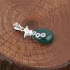 Charms 925 Sterling Silver Jewelry Retro Thai Män och kvinnor Pengar Bag Marcsey Inlaid Green Agate Pendant