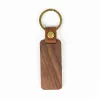 Personalized Leather Keychain Pendant Beech Wood Carving Keychains Luggage Decoration Key Ring DIY Thanksgiving Father's Day Gift JN09