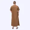 Abbigliamento etnico Islamico Jubba Thobe Abito musulmano Uomo Girocollo Ricamo Caftano Ramadan Abito nazionale del Medio Oriente arabo tradizionale