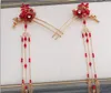 Hair Clips JaneVini Chinese Style Red Floral Hairpins Vintage Ancient Bridal Headdress With Earrings Women Wedding Jewelry Accessories