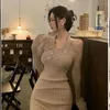 Casual jurken gebreide kleding dames slanke taille dunne temperament y2k midi trui ontwerp Koreaanse elegant één stuk 2023