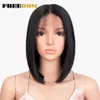 Woman Synthetic Lace Wigs Straight Short Bob Brown Red Wig Middle Part Lace Wigs For Black Women Highlight Cosplay Wigs 230524