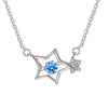 S925 Collane a ciondolo in argento sterling femminile Moissanite Colorful Gem Star Smart Collar Chaining Heart