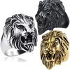 Vintage Large Lion Head Ring Leo Men's Finger Ring Retro Gold Silver Black Punk Style Lion Ring Hip Hop smycken i full storlek Partihandel