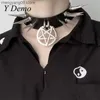 Pendant Necklaces Y Demo Gothic Rivets Adjustable Collar Choker Punk Rock Transparent Pendant Necklace Accessory Streetwear T230609