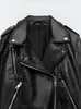 Women's Jackets Spring Autumn Faux Leather Jacket Moto Biker PU Soft Lapel Coat With Belt Black Vintage Sheepskin Female Outwear