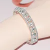 Bangle Blijery Fashion Silver Color Rhinestone Crystal Cuff Armband For Women Open Bling Wedding smycken Tillbehör